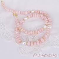 Pink Opal (Andenopal) Kette mit schimmernden weißen Perlen Bild 9