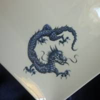 Besondere Platte im Asiastil mit blauen Drachen Bild 4