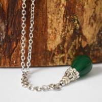 Halskette, Grün Jade Kette tropfen für Damen, Edelstein Anhänger Silberkette, grüner Stein Boho Kette, Jade Schmuck Bild 3