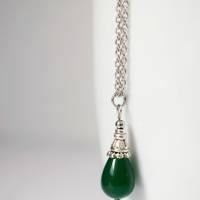 Halskette, Grün Jade Kette tropfen für Damen, Edelstein Anhänger Silberkette, grüner Stein Boho Kette, Jade Schmuck Bild 4