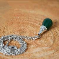 Halskette, Grün Jade Kette tropfen für Damen, Edelstein Anhänger Silberkette, grüner Stein Boho Kette, Jade Schmuck Bild 7