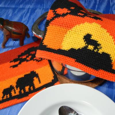 DIY Häkelanleitung Doubleface-Topflappen Afrika (PDF)