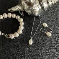 Wunderschöne Echt Silber Halskette mit Süßwasser Perle,Halskette mit Perlen,Perlenschmuck,Brautschmuck,Perlenhalskette, Bild 3