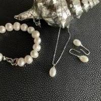 Wunderschöne Echt Silber Halskette mit Süßwasser Perle,Halskette mit Perlen,Perlenschmuck,Brautschmuck,Perlenhalskette, Bild 4