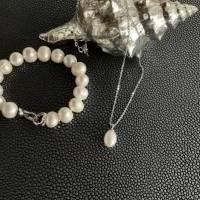 Wunderschöne Echt Silber Halskette mit Süßwasser Perle,Halskette mit Perlen,Perlenschmuck,Brautschmuck,Perlenhalskette, Bild 9
