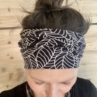 breites Stirnband, elastisches Bandana, Turban Haarband Damen gemustert in schwarz Bild 2