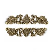 2x Metallteile "Ornament" für Home Dekoration, Möbelteile, Schatullen filigran Rechteck in Bronze Bild 1