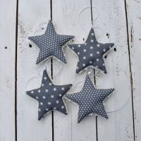 Set Stoff Sterne grau - weiß,  4 Stück Bild 1