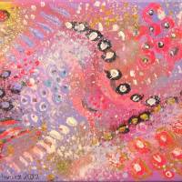 ORIENTAL FRAGRANCE - abstraktes Acrylbild flieder-rosa auf Leinwand 30cmx24cm Bild 5