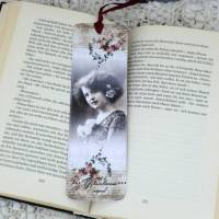Lesezeichen, Bookmark, Buchzeichen mit Damen Motiv, im Vintage / Shabby Stil. Bild 3