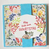 Glückwunschkarte Geburtstagskarte  Geldkarte  Gutscheinverpackung - Blau/Bunt Handarbeit Stampin Up Bild 1