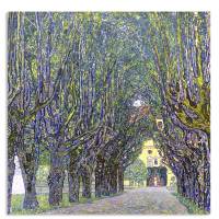 Allee - Auffahrt zu Schloß Kammer -  Leinwandbild Druck - Gustav Klimt 1910  Vintage Bilder - Wandbild bunt - Geschenke Bild 1