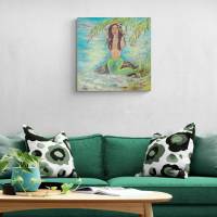 CARIBBEAN MERMAID - Acrylbild mit Meerjungfrau am Strand 60cmx60cm - Christiane Schwarz Bild 7