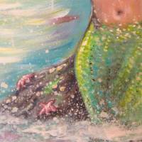 CARIBBEAN MERMAID - Acrylbild mit Meerjungfrau am Strand 60cmx60cm - Christiane Schwarz Bild 8