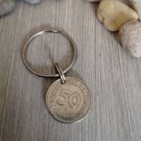 Schlüsselring mit einem 50-Pfennig Stück / Geschenk zum 50. Geburtstag / Jubiläum Bild 1