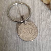 Schlüsselring mit einem 50-Pfennig Stück / Geschenk zum 50. Geburtstag / Jubiläum Bild 3