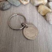 Schlüsselring mit einem 50-Pfennig Stück / Geschenk zum 50. Geburtstag / Jubiläum Bild 5