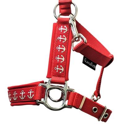 Halfter Mini Shetty Nordsee rot Pferdehalfter Größe Mini Shetty rot silber