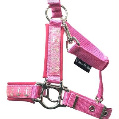 Halfter Mini Shetty Anker rosa personalisierbar Pferdehalfter Größe Mini Shetty rosa