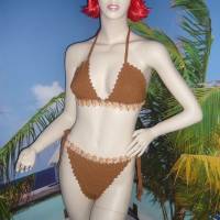 Sommerhit - Schokobrauner handgehäkelter Neckholder Bikini Bild 2