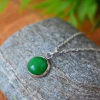 Halskette, grüne Jade Kette mit Anhänger, Jade Halskette Grün, grün Kette, grün Edelstein Kette, Silberkette Stein, Jade Bild 3