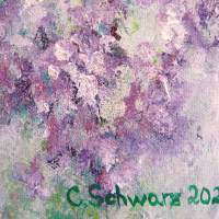 SOMMERWIND - abstraktes Acrylbild lila-grün-weiß mit Glitter 40cmx40cm - Christiane Schwarz Bild 7