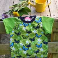 Babykleidung - Baby T-Shirt in Gr. 74/80 - grün mit Schmetterlingen - handmade Bild 1