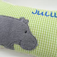 Namenskissen Taufkissen Kuschelkissen Kindergartenkissen Geburtsgeschenk  Nilpferd Hippo Bild 10