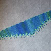 Dreieckstuch, Schaltuch aus handgefärbter Wolle mit langem einzigartigem Farbverlauf, gestrickt und gehäkelt, Schal Bild 4