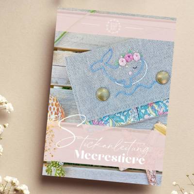 Stickanleitung "Meerestiere" mit Wal, Robbe, Schildkröte zum Handsticken Stickvorlage