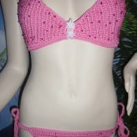 Sommer Hit - handgehäkelter rosa Bikini, Bild 1