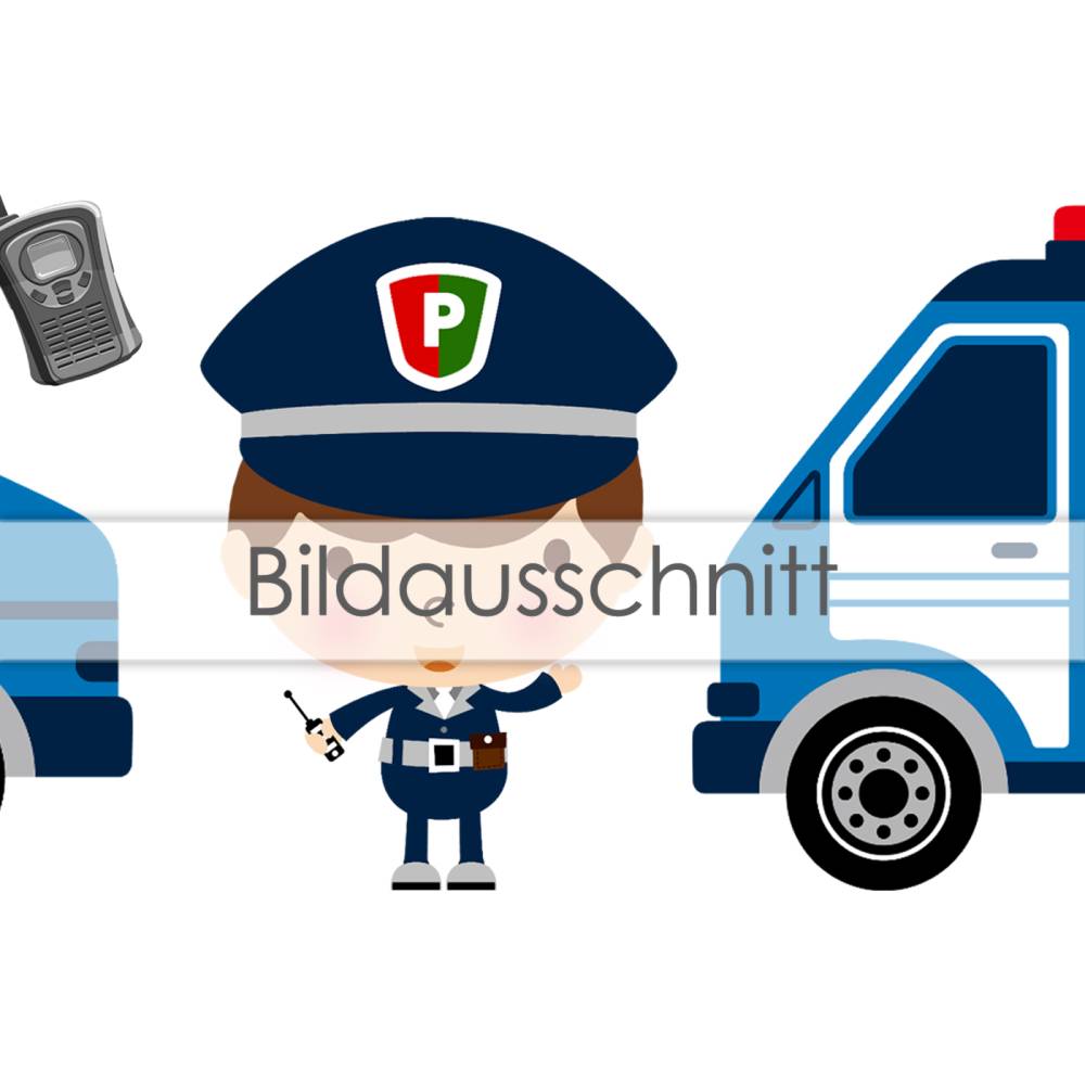 Polizei Auto Hubschrauber Aufnäher / Bügelbild verschiedene Größen blau 
