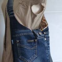 Beuteltasche 'Sophie', Jeans-Upcycling, 2 in 1, beidseitig tragbar, Verschlussriegel, Unikat hessmade Bild 4