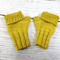 Baby Armstulpen Gelb mit Klappbund - bis 16 Monate Bild 1