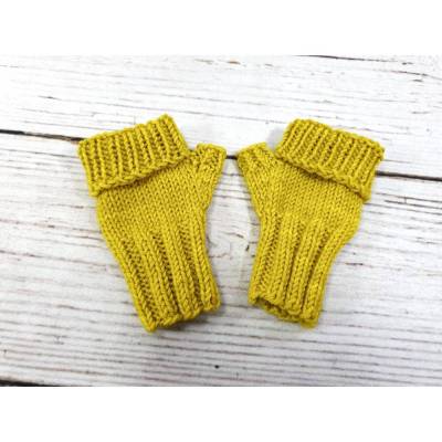 Baby Armstulpen Gelb mit Klappbund - bis 16 Monate