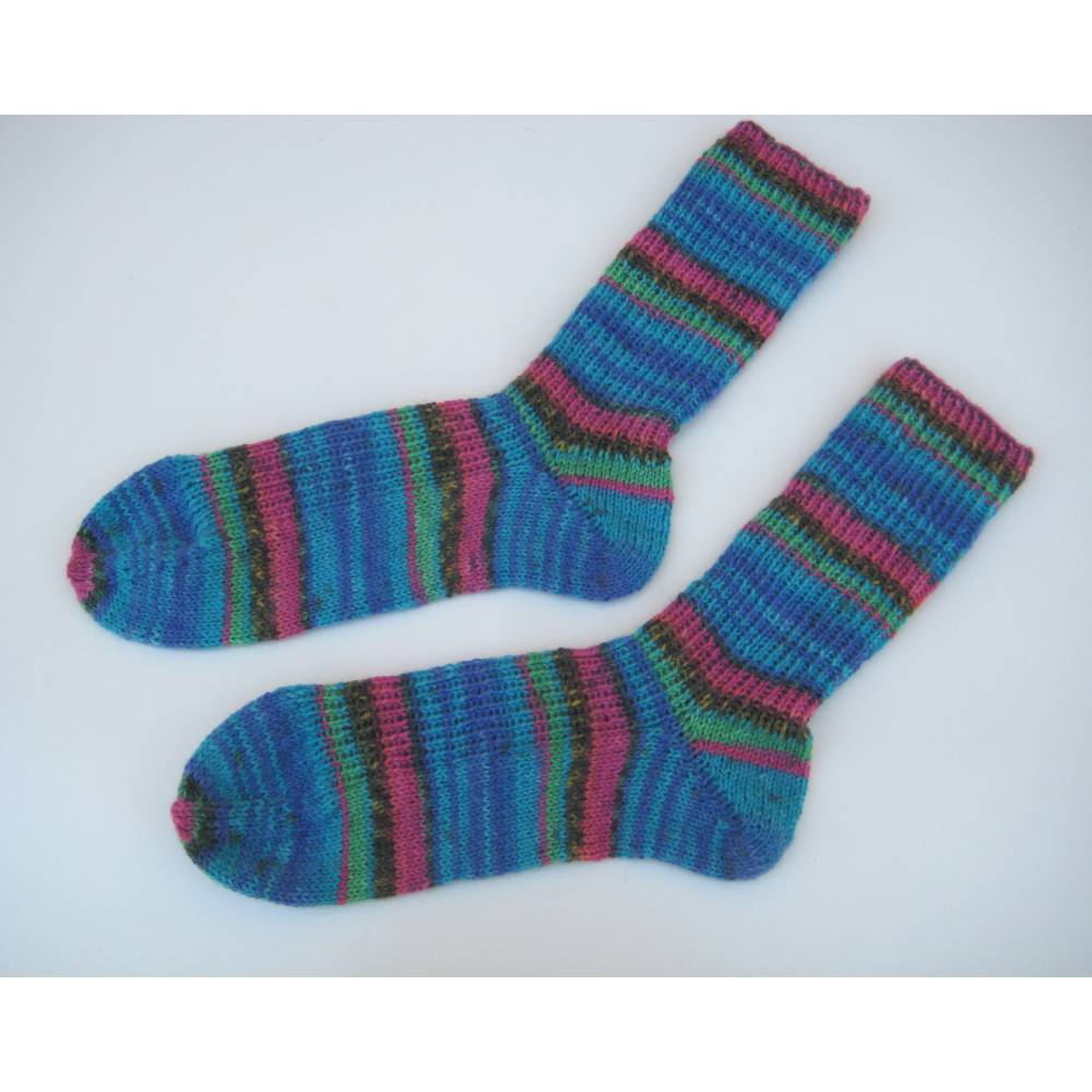 Handgestrickte Socken Kuschelsocken bunte Socken Größe 38/39 Bild 1