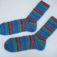 Handgestrickte Socken Kuschelsocken bunte Socken Größe 38/39 Bild 1