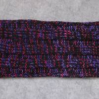 Schlauchschal, Schal, Loop, gestrickt, in schwarz mit pink und lila Bild 3