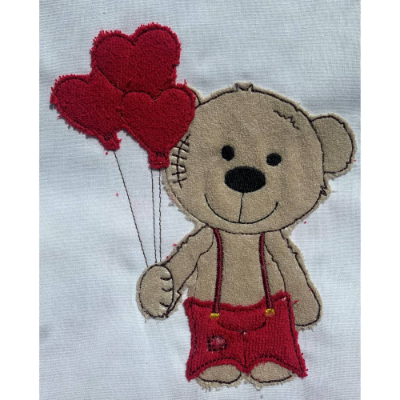 Stickdatei Doodle Teddy  Bär mit Luftballons Applikation Set 731 /Geburtstag Valentinstag Hochzeit
