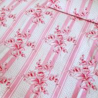 Vintage Bettbezüge, überbreit, Blumen und Punkte, rosa weiß gestreift, Bauernstoff Wäschestoff Bettwäsche, Landhaus Bild 1