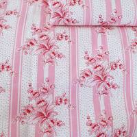 Vintage Bettbezüge, überbreit, Blumen und Punkte, rosa weiß gestreift, Bauernstoff Wäschestoff Bettwäsche, Landhaus Bild 2