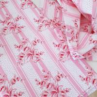 Vintage Bettbezüge, überbreit, Blumen und Punkte, rosa weiß gestreift, Bauernstoff Wäschestoff Bettwäsche, Landhaus Bild 3