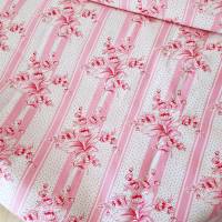 Vintage Bettbezüge, überbreit, Blumen und Punkte, rosa weiß gestreift, Bauernstoff Wäschestoff Bettwäsche, Landhaus Bild 5
