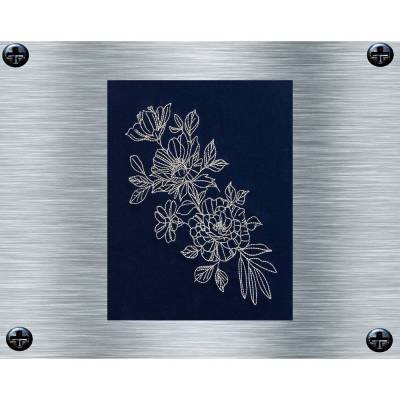 Stickdatei Redwork Blumenranke zwei - 13 x 18 Rahmen - Botanische Stickmotive, Blumenstickerei, Blumen