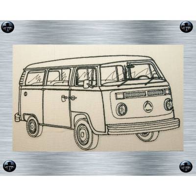 Stickdatei Bus Umriss - 13 x 18 Rahmen - Auto Stickmotive, Automotive, KFZ Stickdatei, digitale Stickdatei