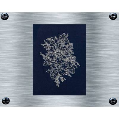 Stickdatei Redwork Blumenranke vier - 16 x 26 Rahmen - Botanische Stickmotive, Blumenstickerei, Blumen