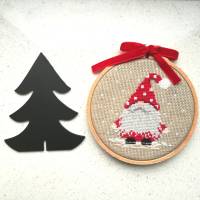 Stickpackung für einen Wichtel zu Weihnachten, komplettes DIY-Set zum selbermachen, Kreuzstich Bild 1