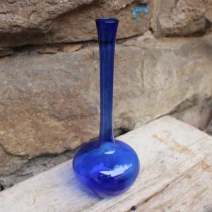 filigrane Vase Solifleurvase blaues Glas mundgeblasen Lauscha 70er Jahre Vintage DDR GDR Bild 2