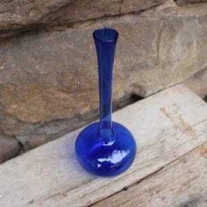 filigrane Vase Solifleurvase blaues Glas mundgeblasen Lauscha 70er Jahre Vintage DDR GDR Bild 3