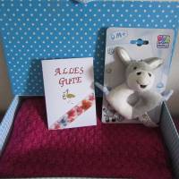 Geschenkset zur Geburt - Babydecke, Babyspielzeug und Karte Bild 1